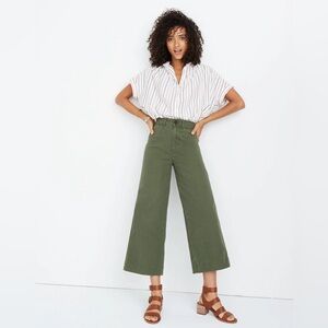 Madewell Olive Wide-Leg Crop Pants